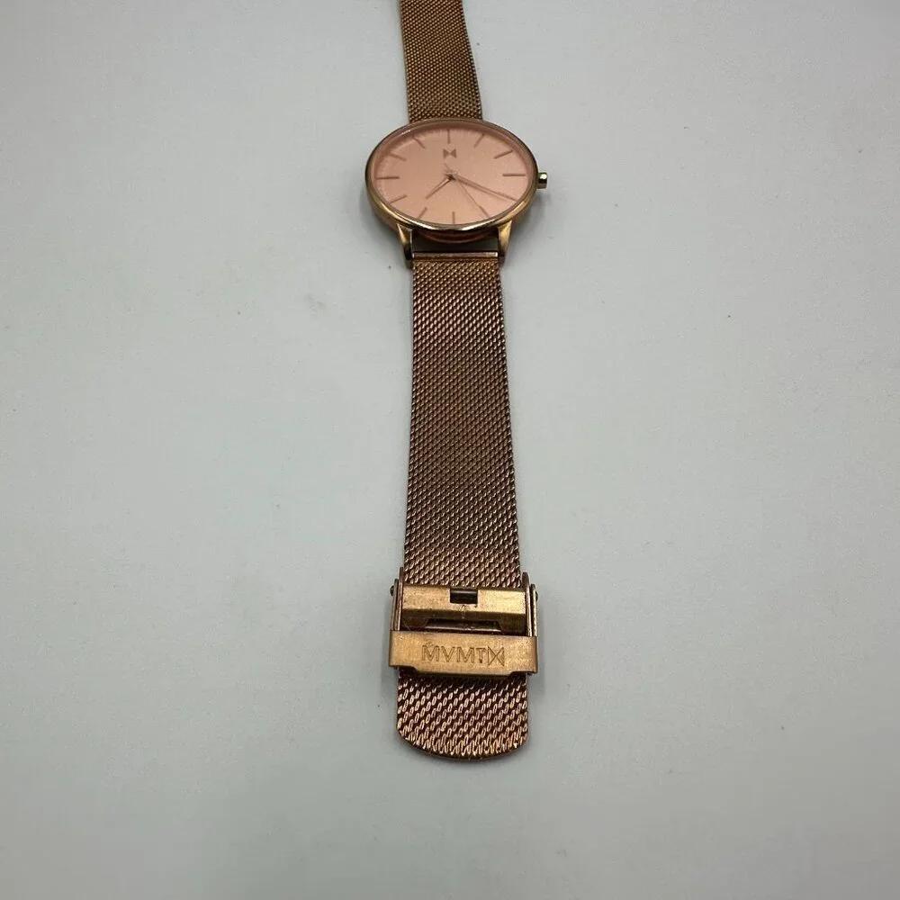 MVMT Hermosa Watch Women Rose Gold Tone 38MM Dial Mesh Band New Battery 8.5